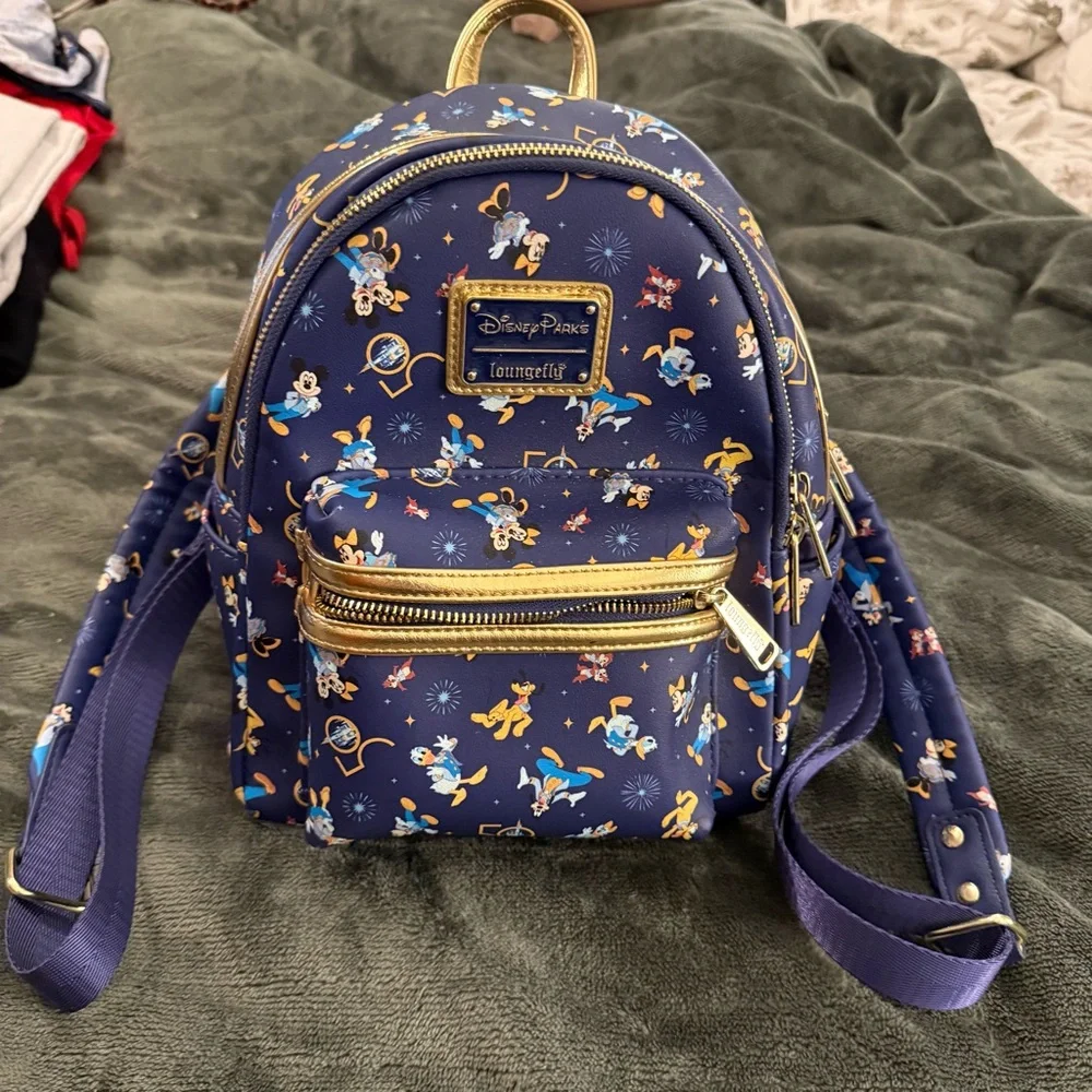 Loungefly Disney 50th Anniversary Navy Backpack with Gold Accents